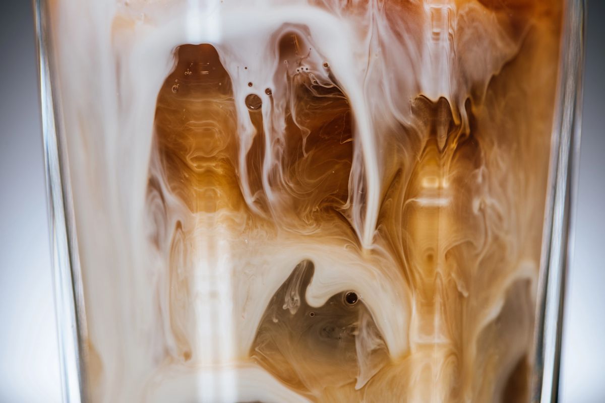 A close up of iced coffee