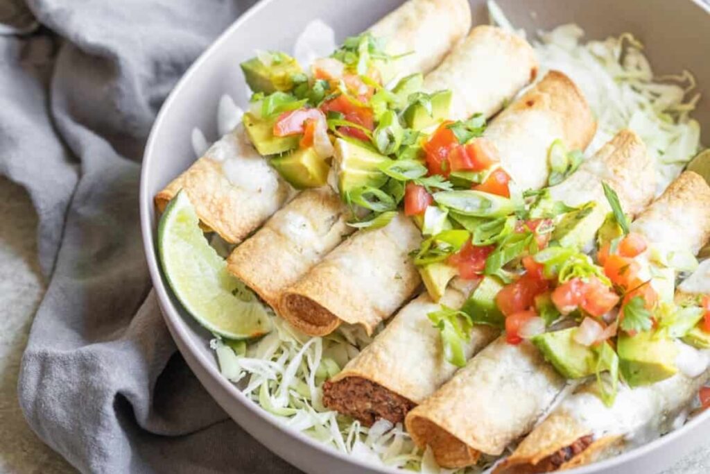 pieces of Air Fryer Black Bean Taquitos