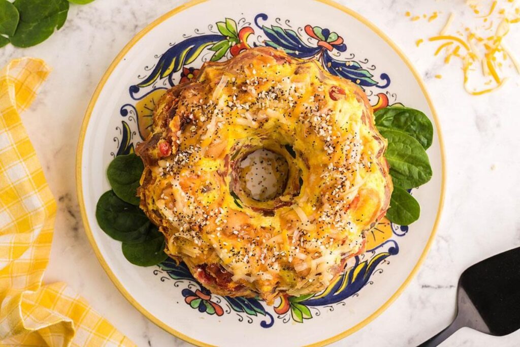 Air Fryer Loaded Bagel Breakfast Bake Casserole
