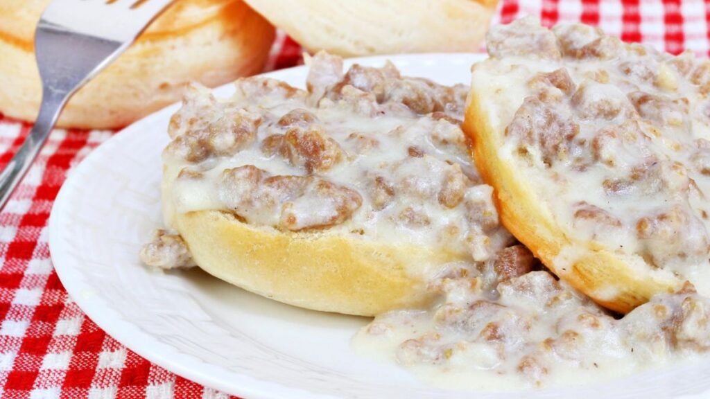 Biscuits, sausage and gravy