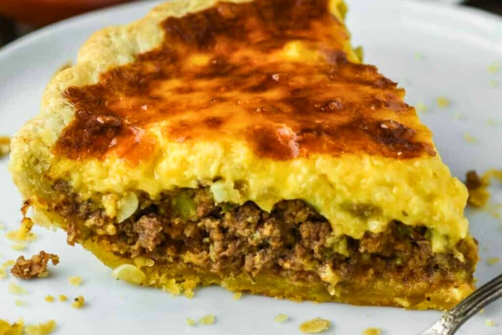 A slice of Cheeseburger Pie 