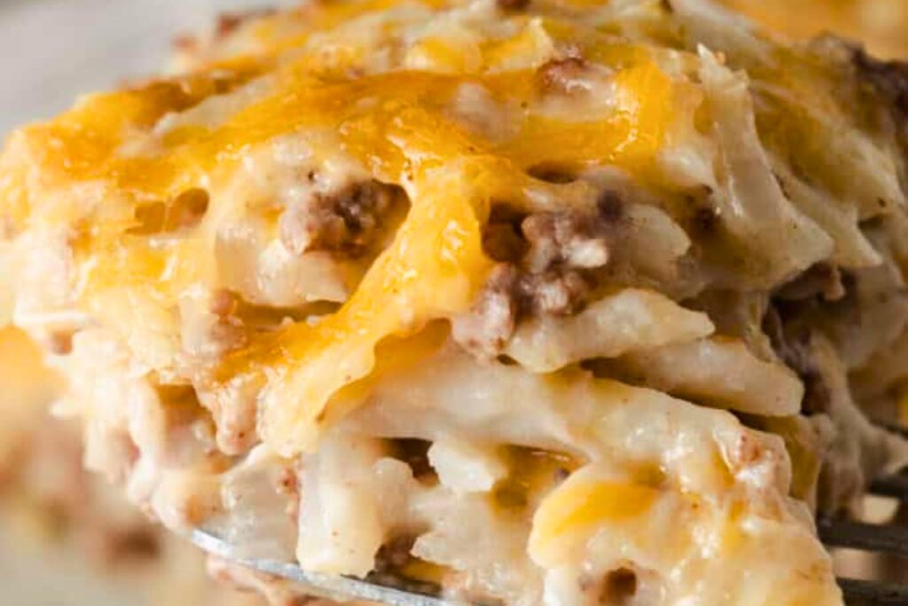 Spoonful of Cheesy Hamburger Hashbrown Casserole