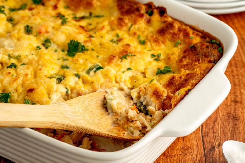 A pan of Chicken Cobbler