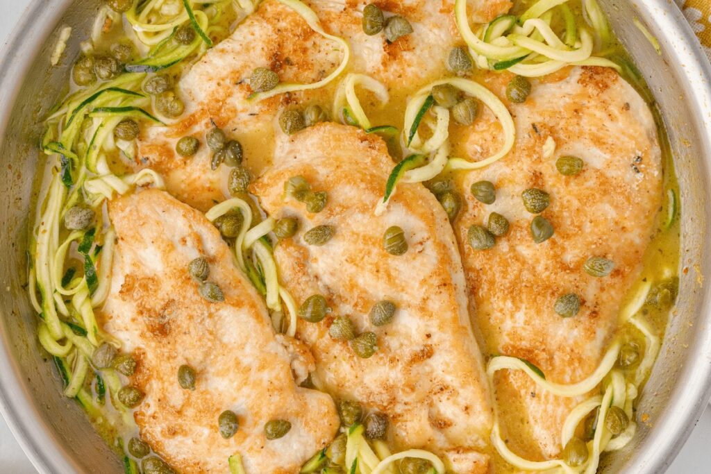 Chicken Piccata With Zucchini Noodles