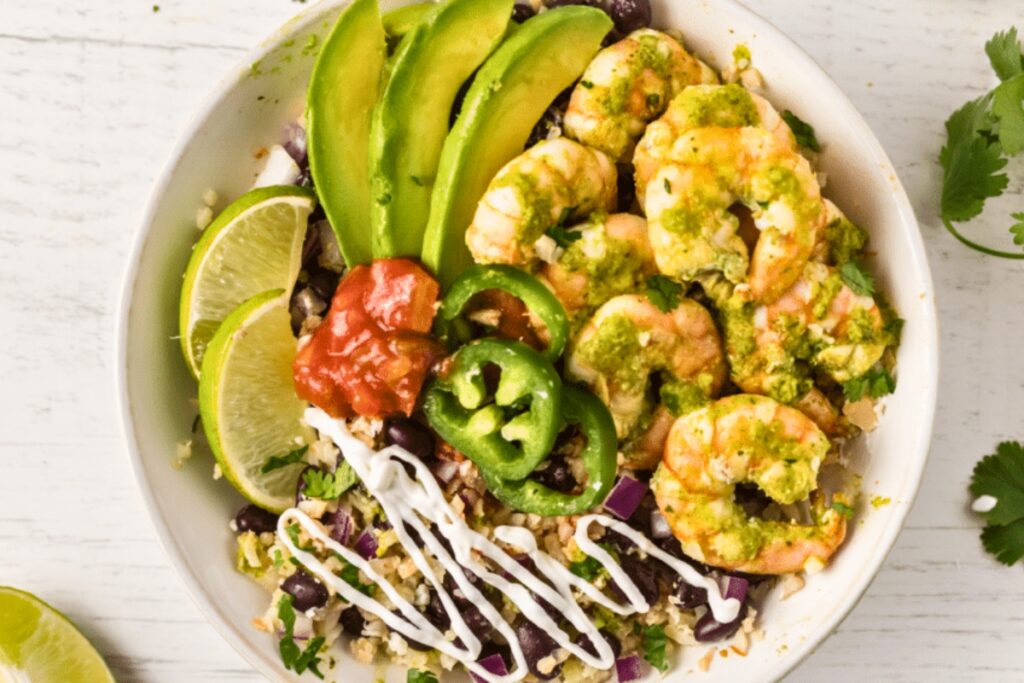 Cilantro Lime Shrimp Burrito Bowls