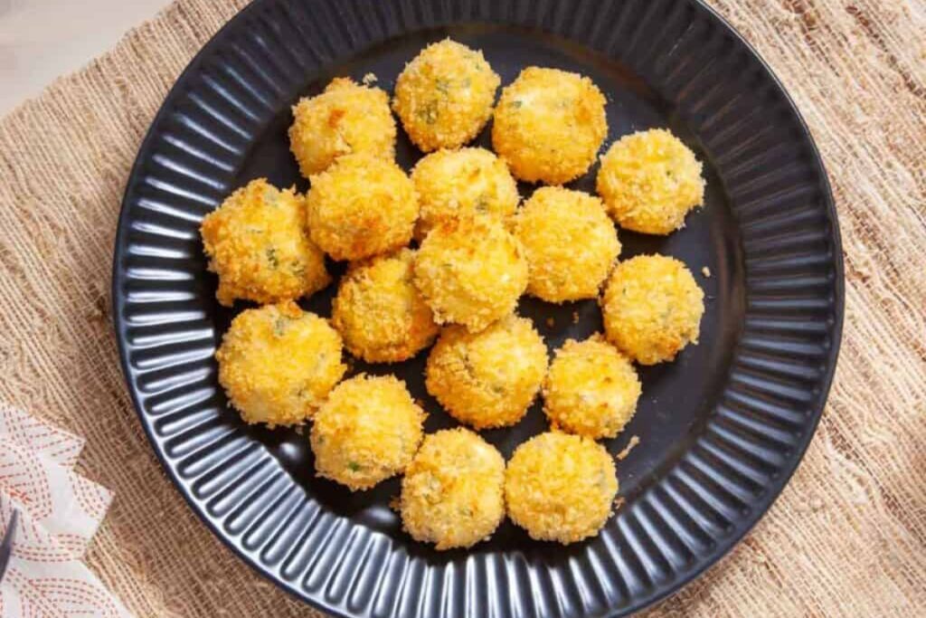 Crispy Baked Goat Cheese Balls in a plate