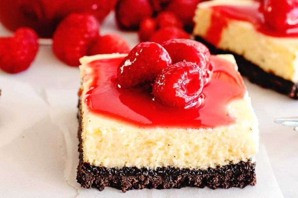 A slice of Easy Cheesecake Bars