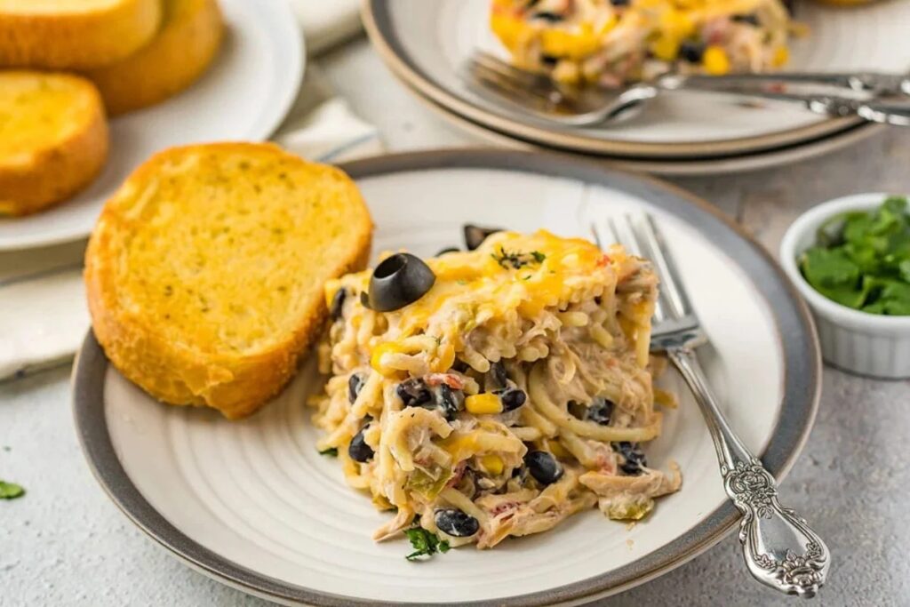 Fiesta Chicken Pasta Casserole Bake
