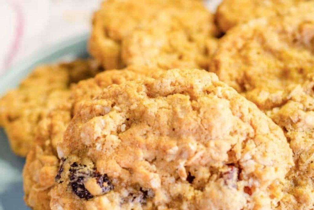 A plate of Grandma's Old Fashioned Oatmeal Cookies