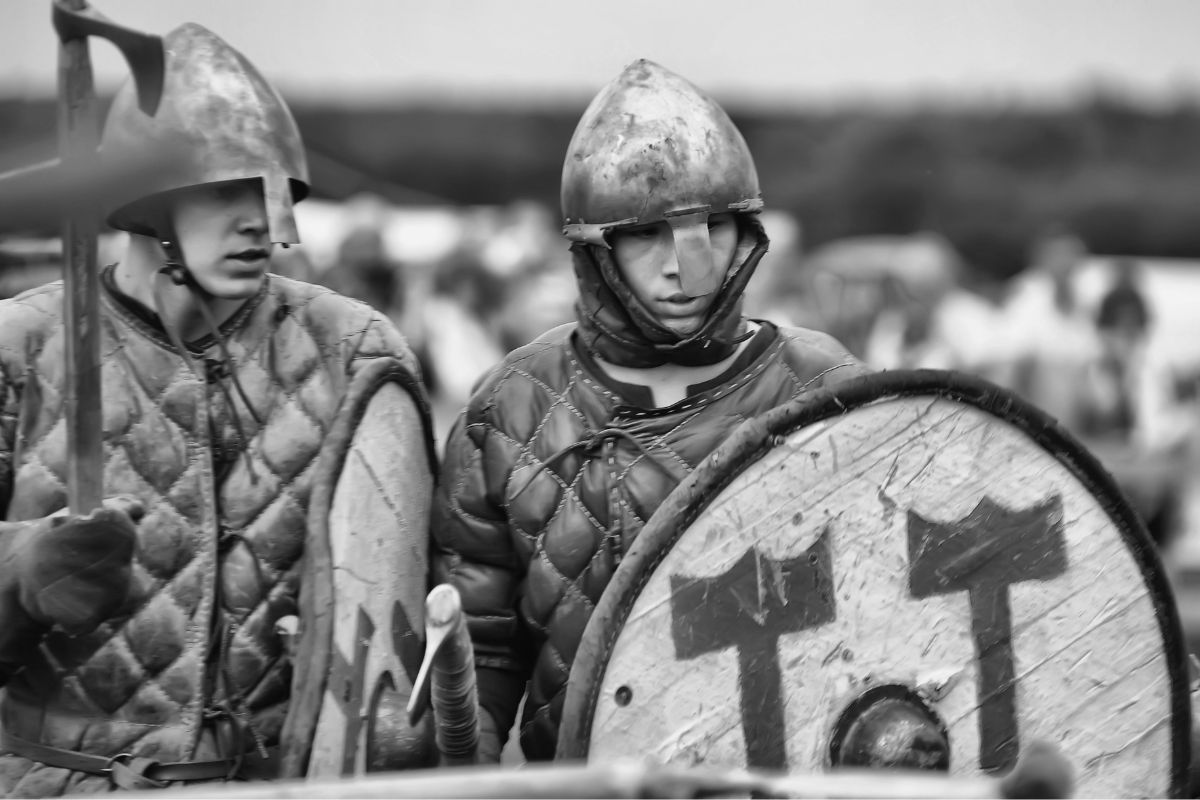 two men in armour from the past