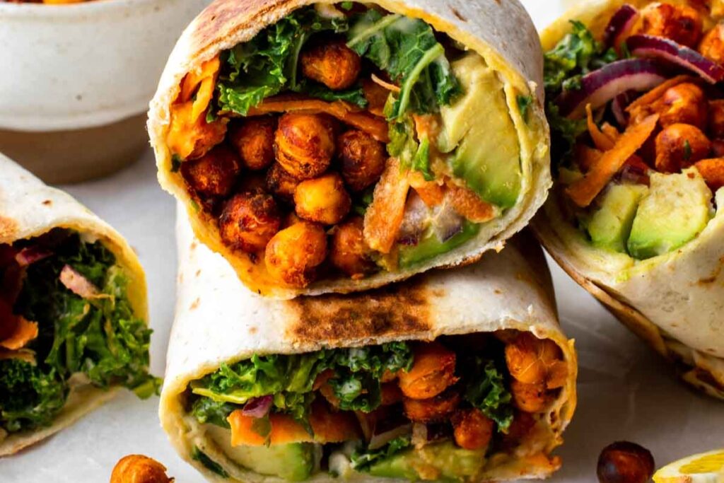 Kale Wraps (With Spicy Chickpeas)