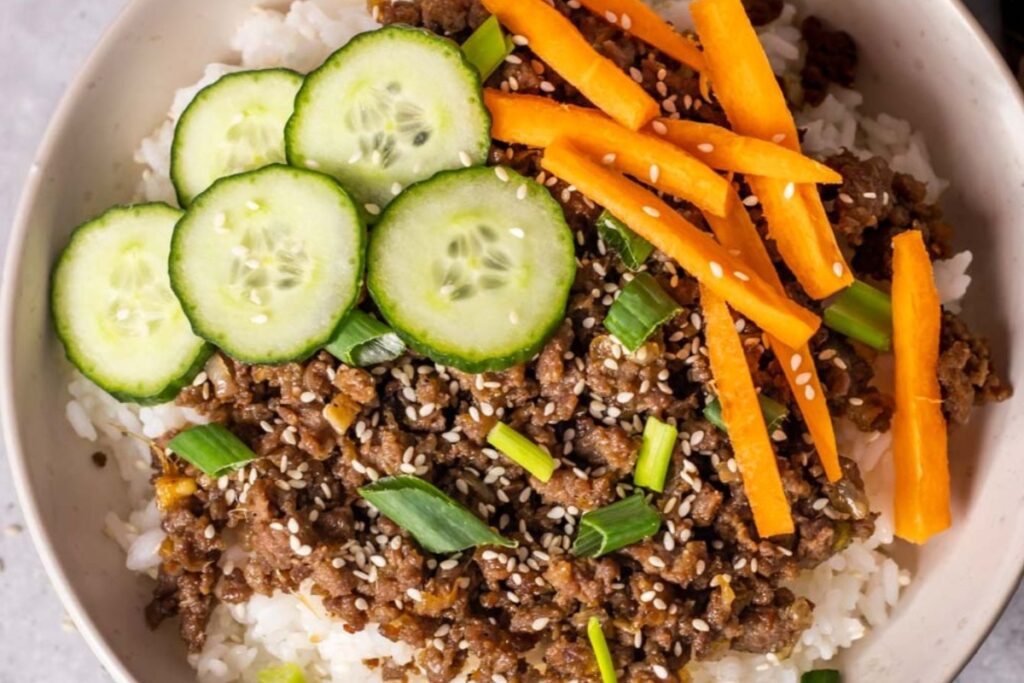 a bowl of Korean Beef and Rice 