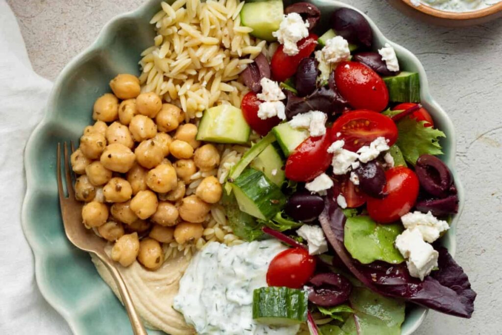 Mediterranean Bowls with Trader Joe's Greek Chickpeas
