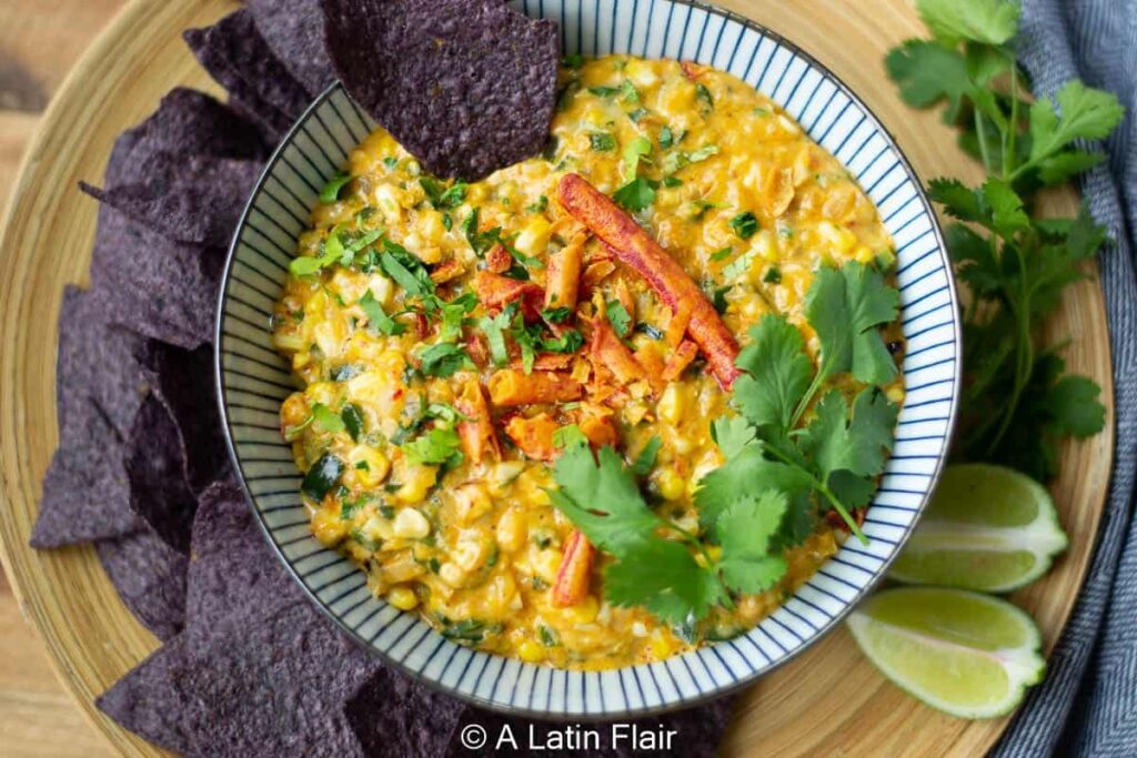 Mexican-inspired Elote (Corn) Dip  in a bowl