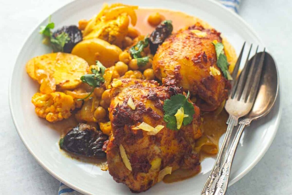 One Pot Harissa Chicken with Prunes