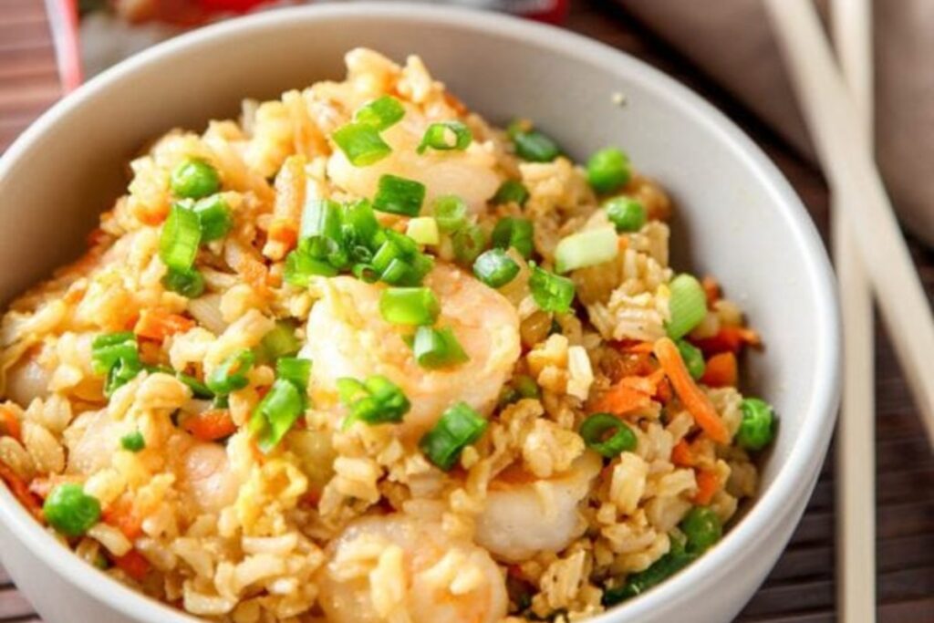 A bowl of Quick And Easy Shrimp Fried Rice