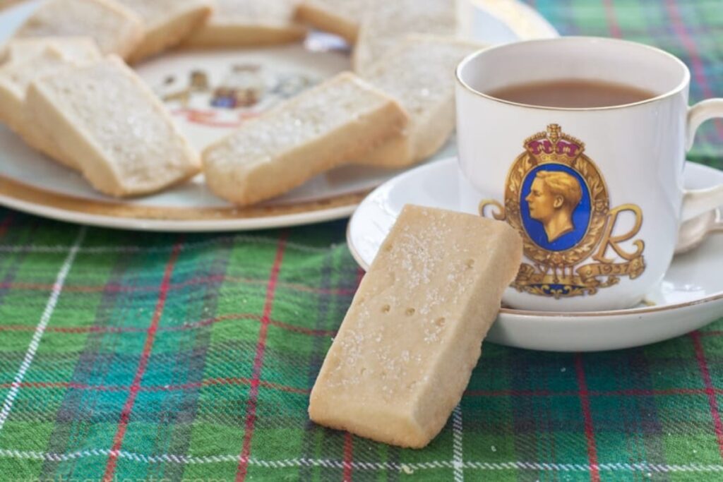 Scottish Shortbread Cookies {Made With Powdered Sugar} with a cup of coffee
