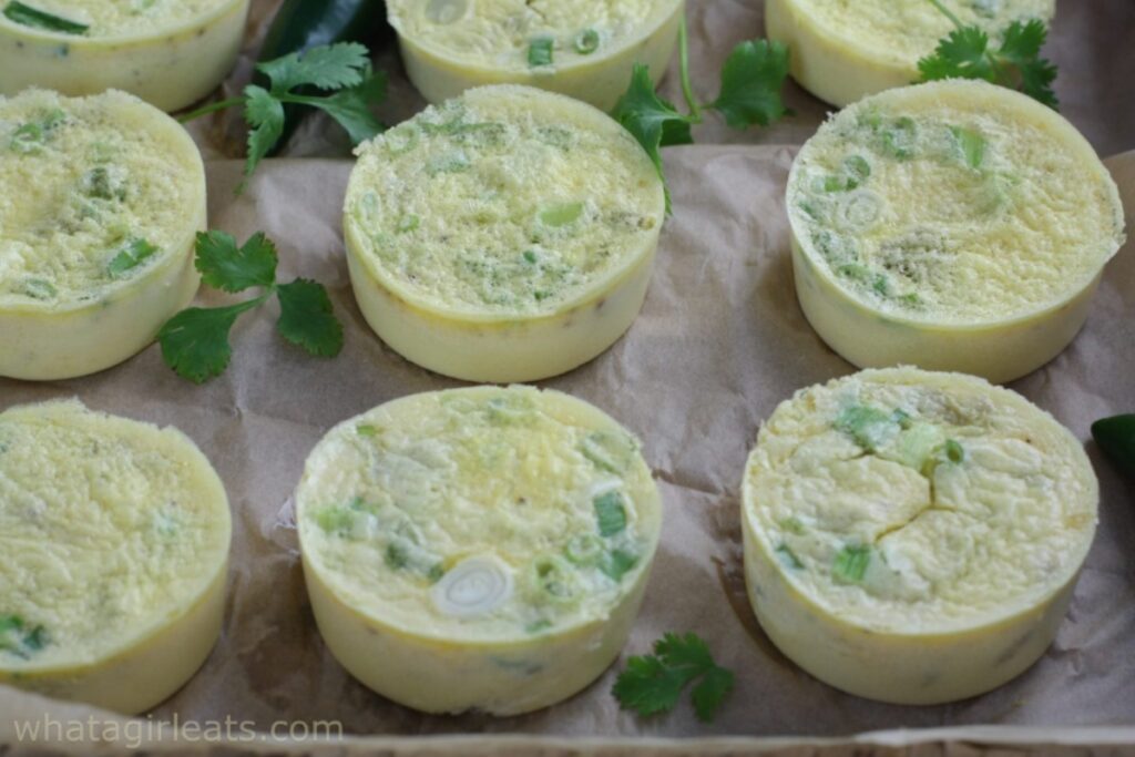 Servings of Sous Vide Egg Bites With Hatch Chile Cheddar Cheese