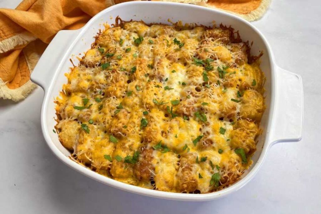 Tater Tot Casserole in a bowl
