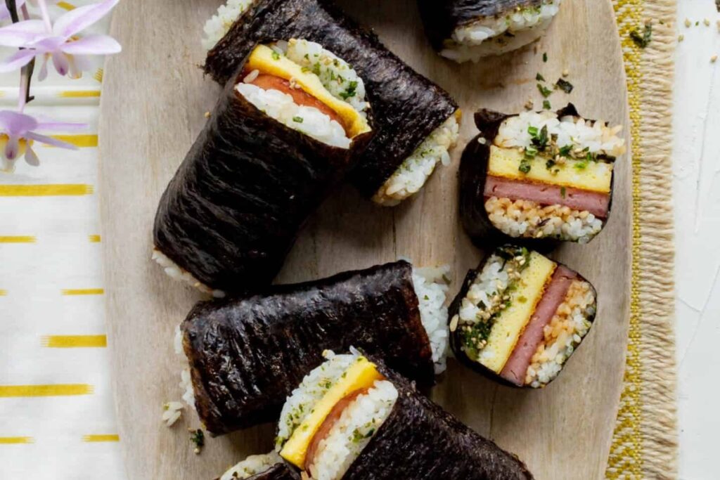 Teriyaki-Glazed Spam And Egg Musubi 