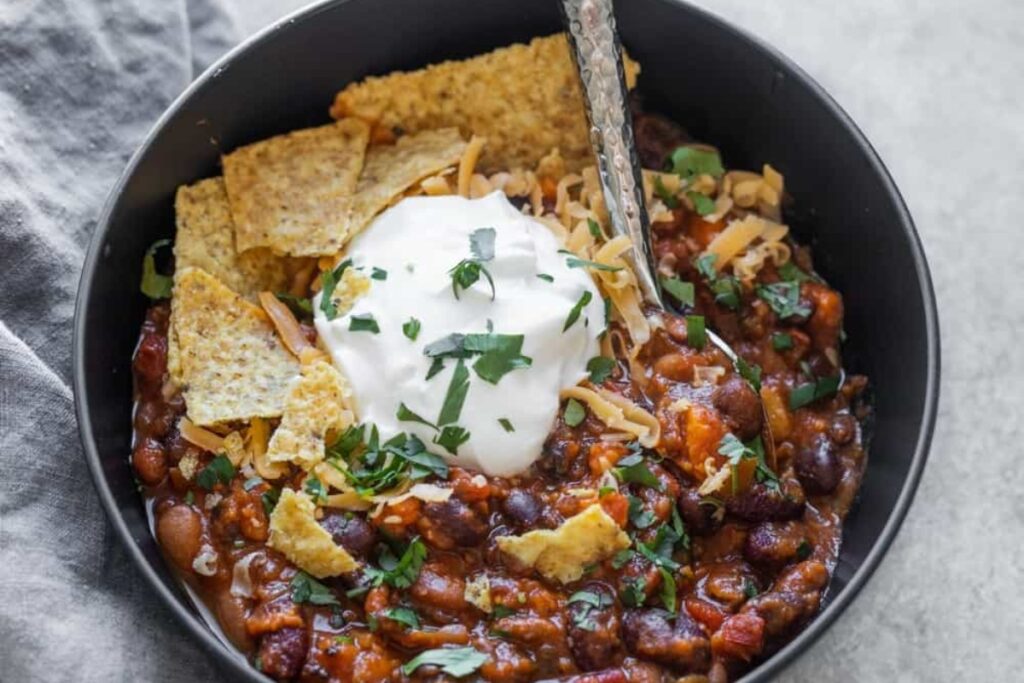 A bowl of Vegetarian Bean Chili