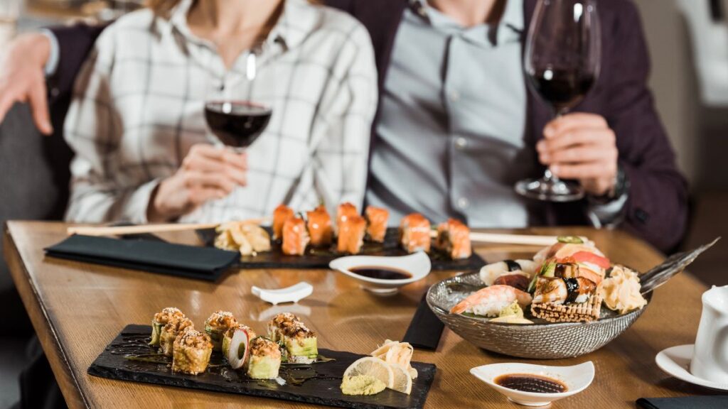 couple sharing sushi