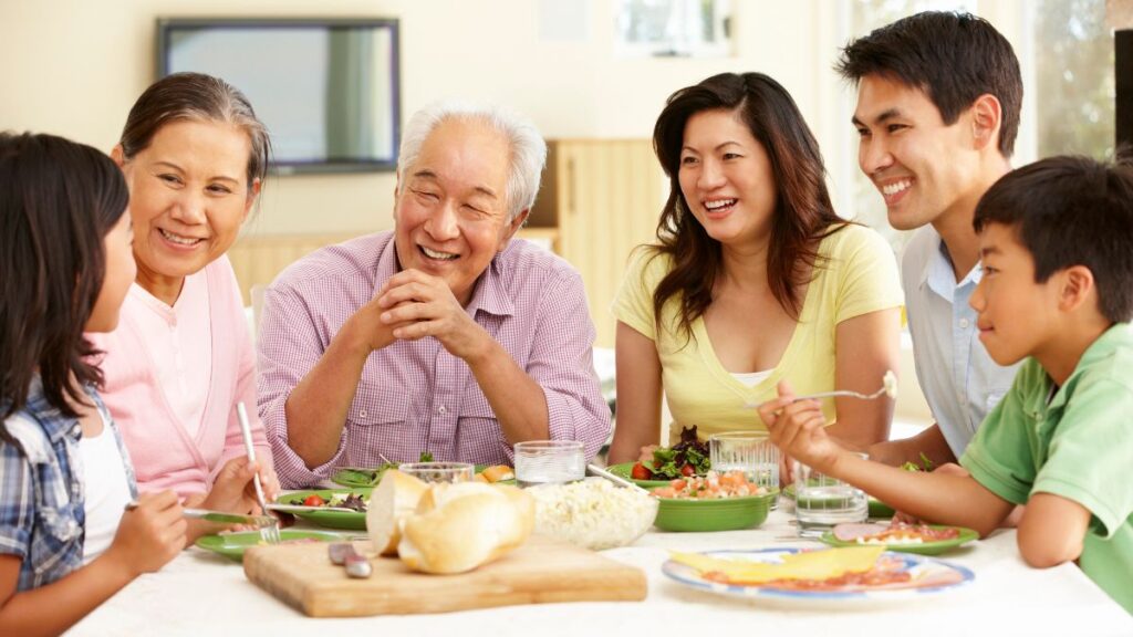 family at dinner table