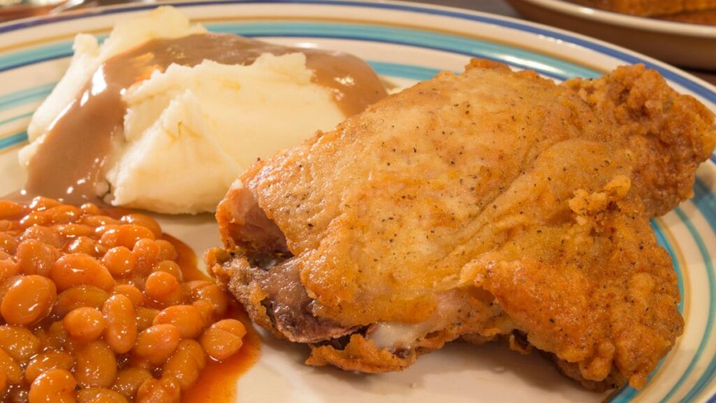 fried chicken potatoes and gravy