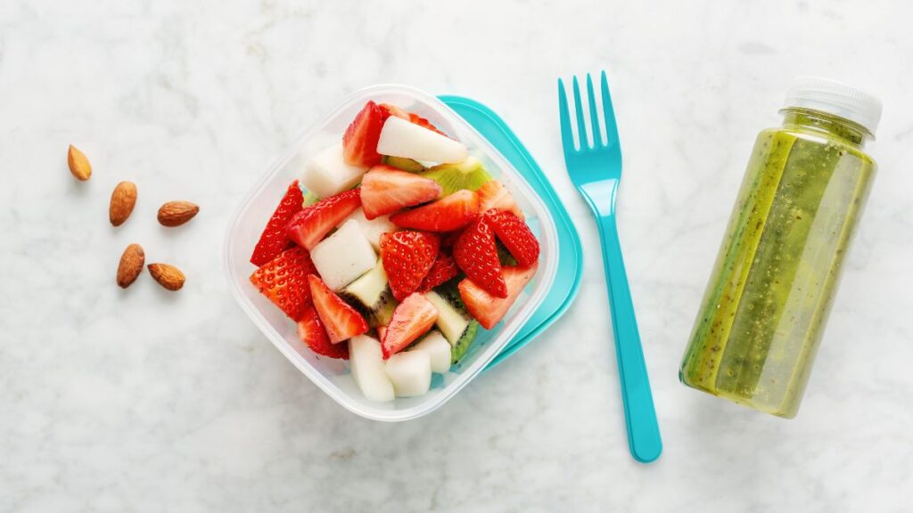 fruit in container with dressing