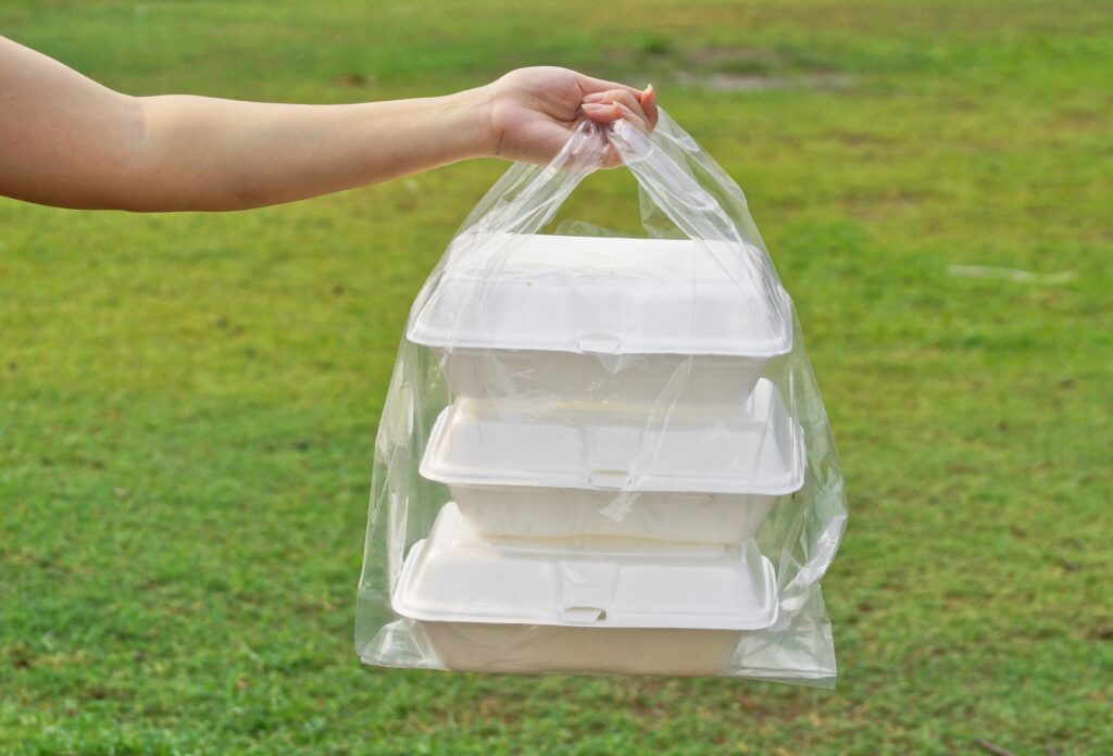 takeout food in a bag