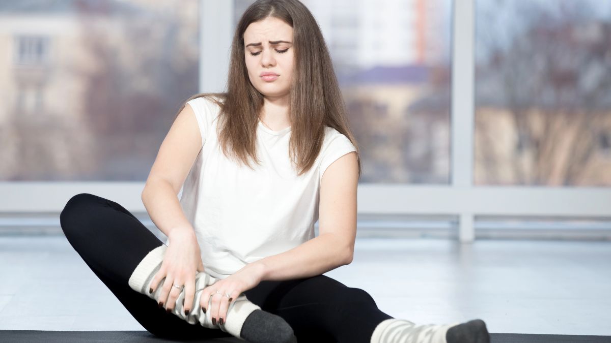 woman with injured ankle