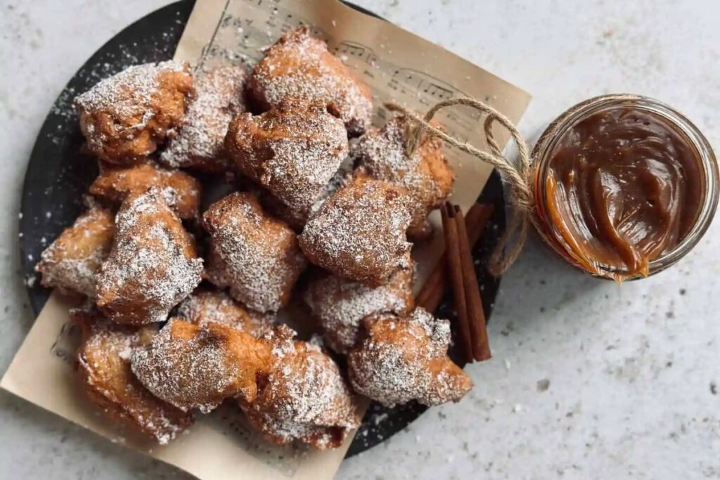 10-Minute Fried Donut Bites With Burnt Caramel Sauce (No Yeast)