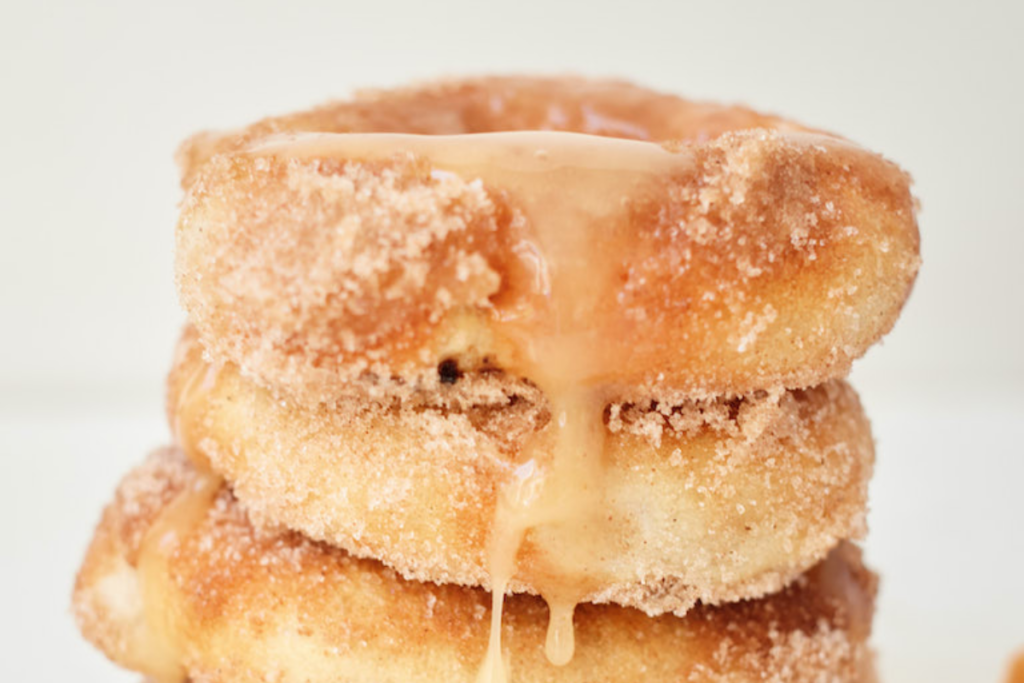 Air Fryer Stuffed Caramel Apple Donuts 