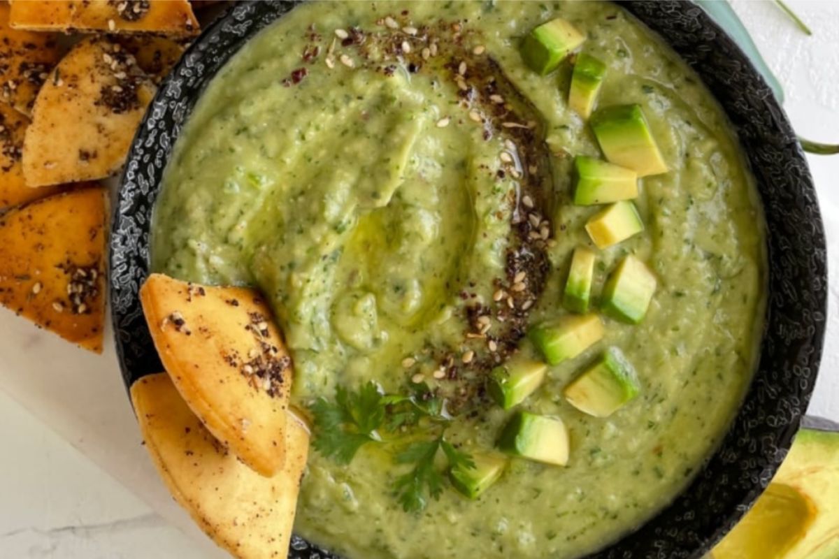 Avocado Cilantro Garlic Hummus