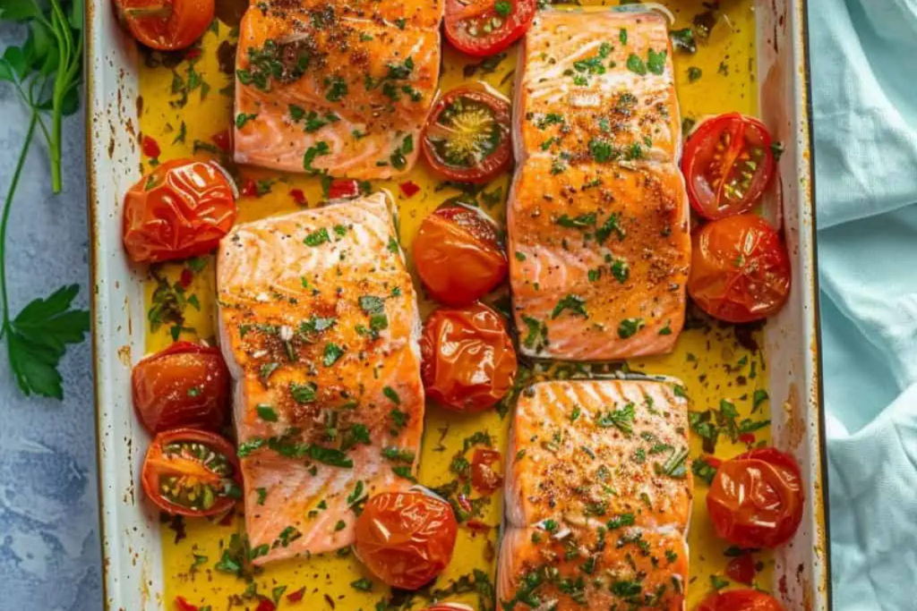 Baked Salmon And Tomatoes 