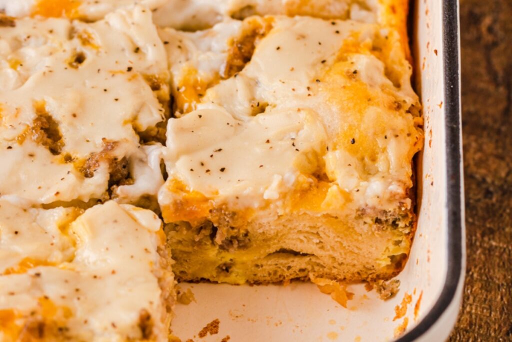 Biscuits and Gravy Breakfast Casserole