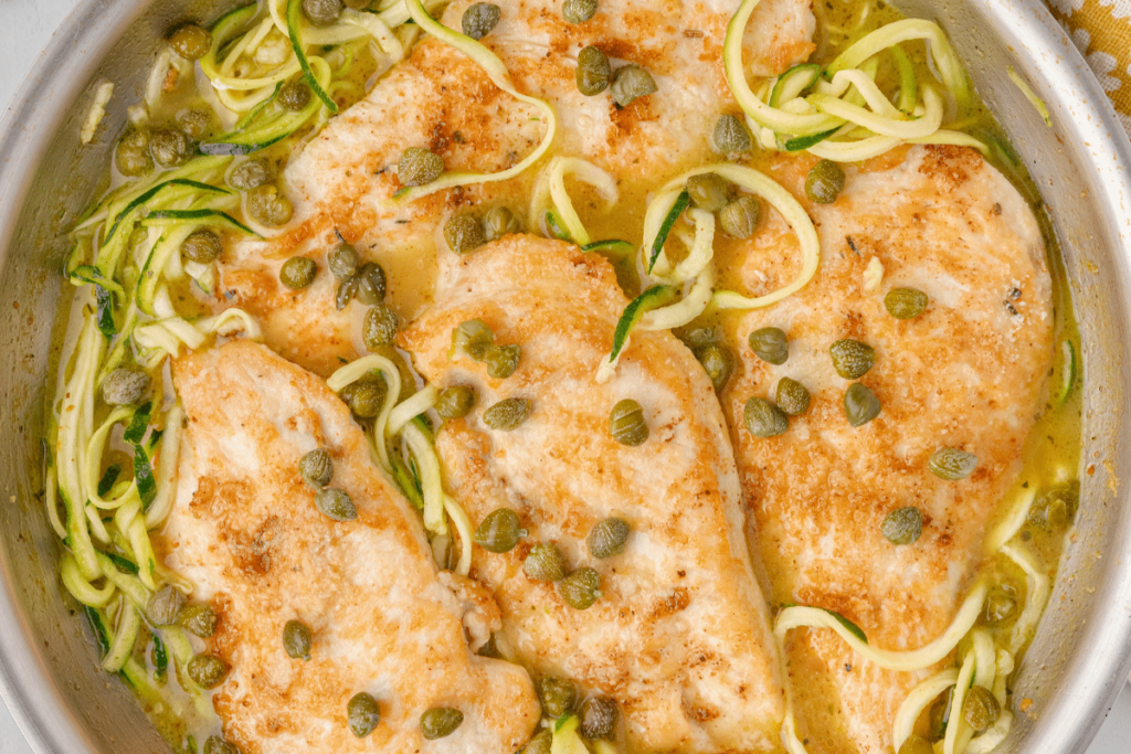 Chicken Piccata With Zucchini Noodles