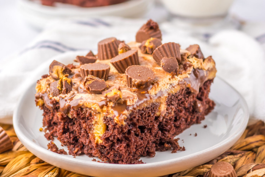 Chocolate Peanut Butter Poke Cake