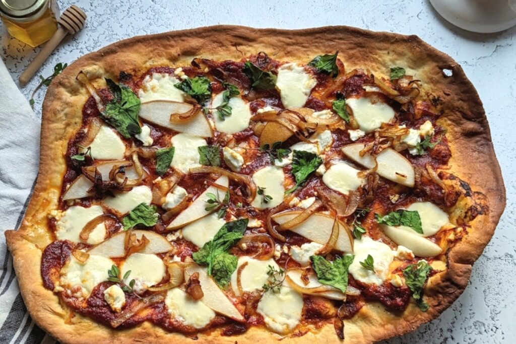 Goat Cheese Pizza with Caramelized Onion & Honey Recipe
