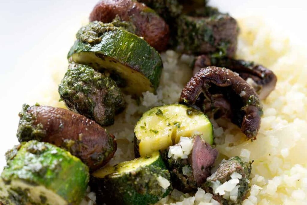 Grilled Meat Skewer with Basil Marinade
