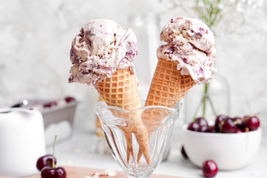 Homemade Vegan Almond Cherry Ice Cream