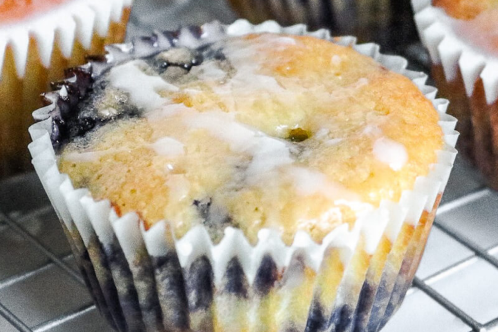 Keto Lemon Blueberry Muffins With Sweet Lemon Glaze