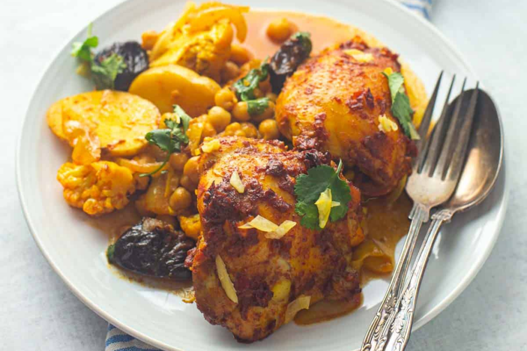 One Pot Harissa Chicken with Prunes 