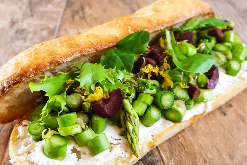 Picnic Sandwich With Asparagus And Goat Cheese 