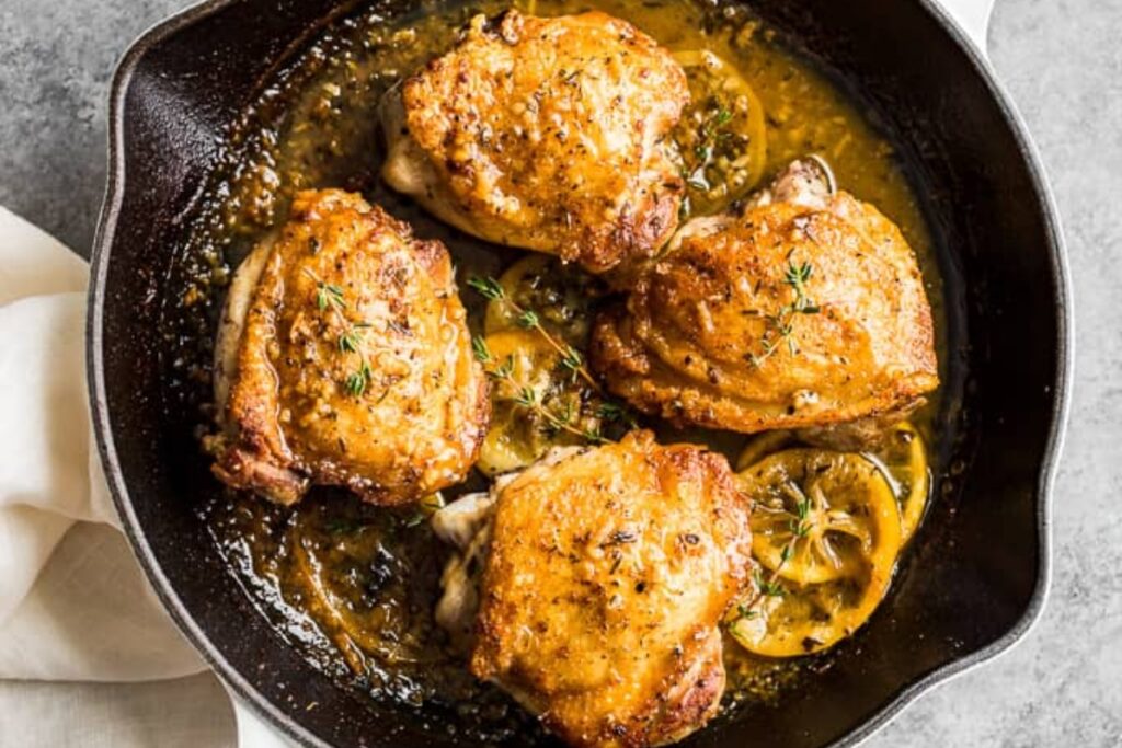 Skillet Lemon Garlic Chicken Thighs 