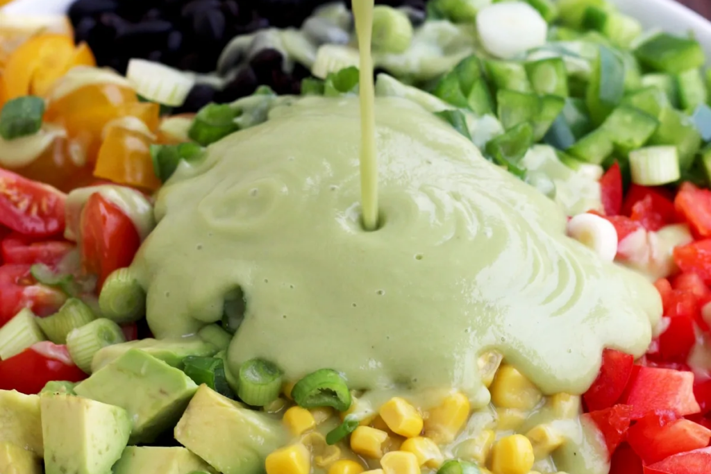 Vegan Mexican Chopped Salad with Avocado Dressing