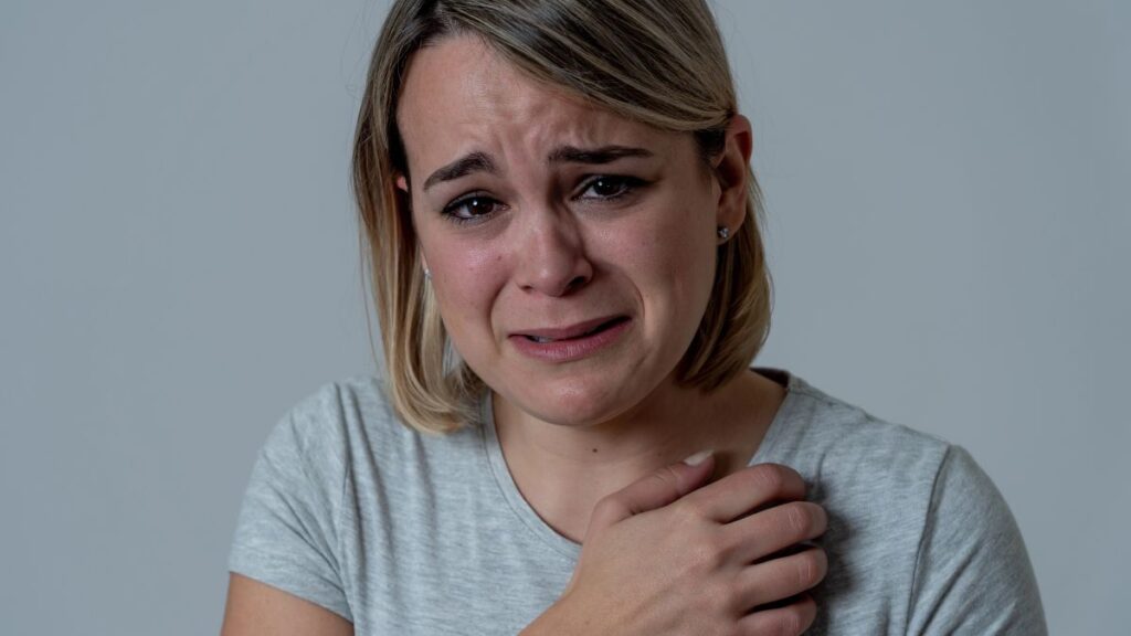 anxious woman crying