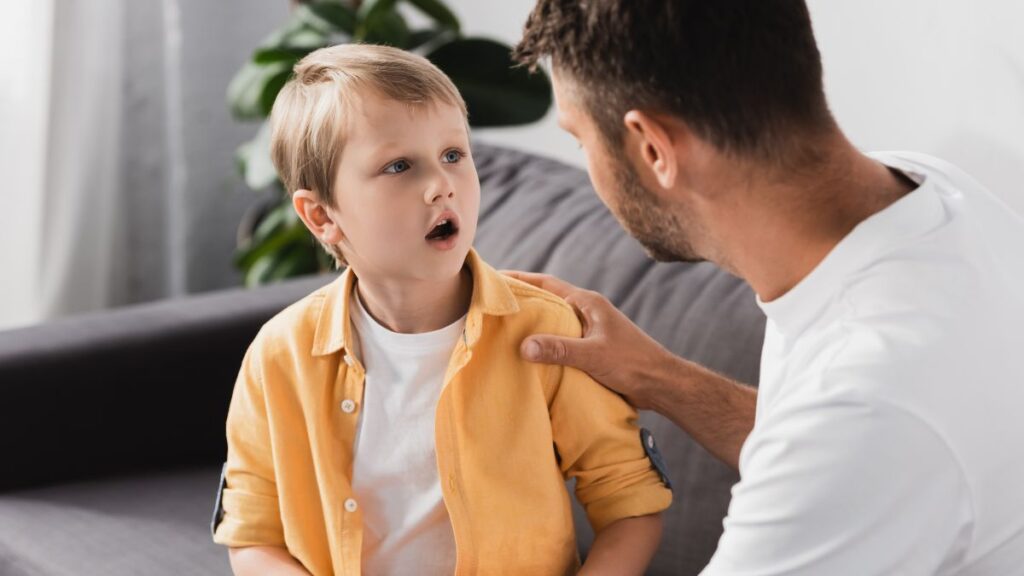 child talking to dad