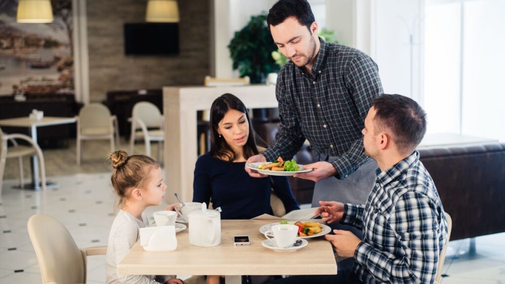 family eating out