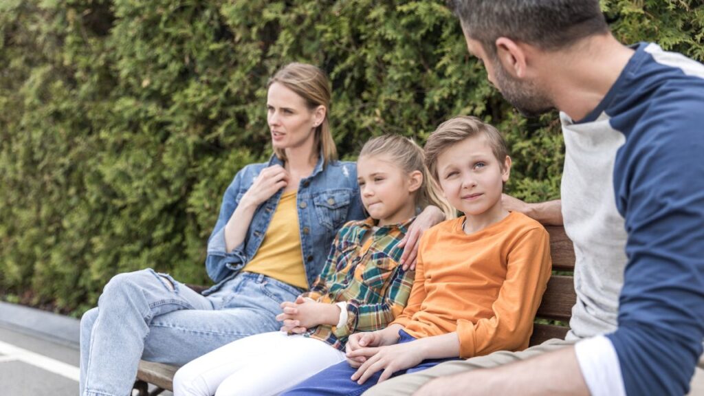 family sitting and talking